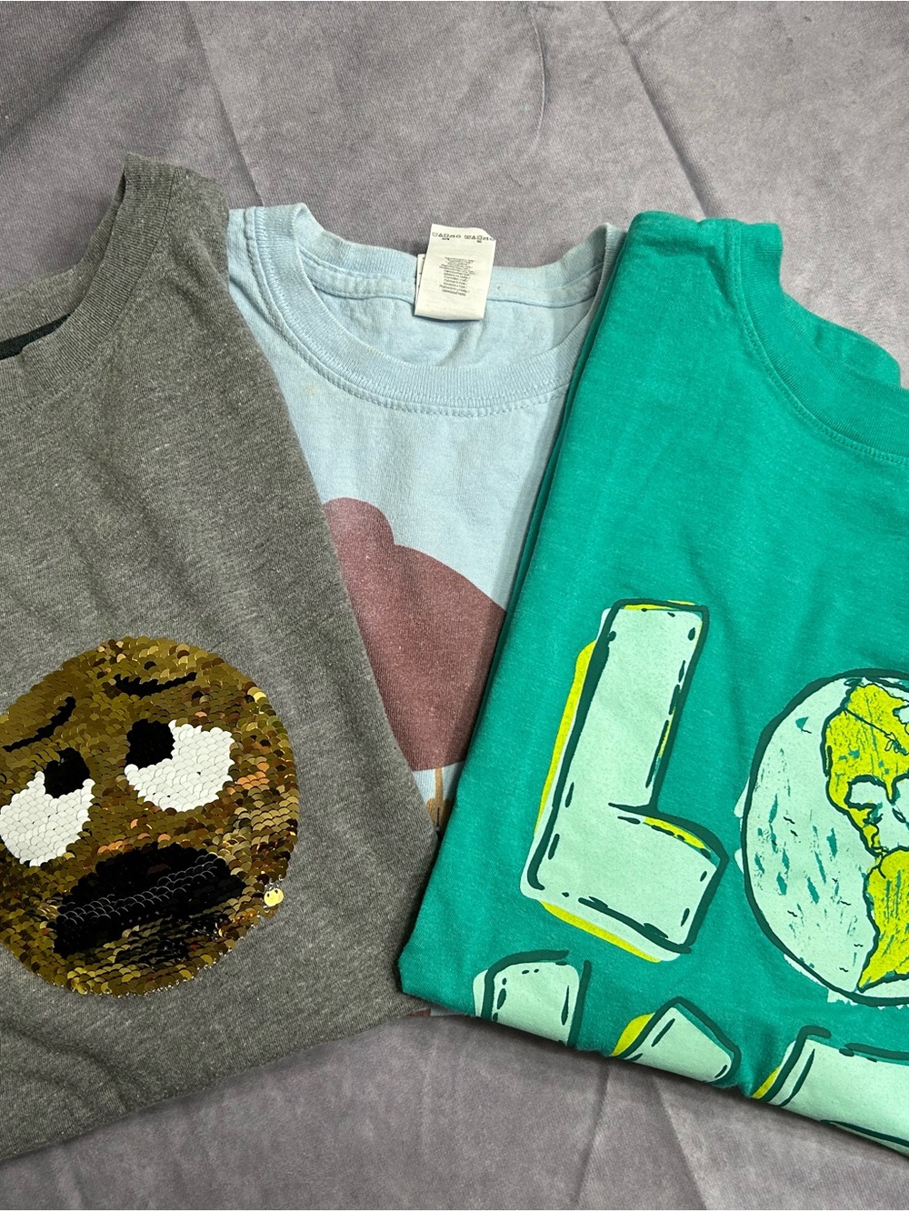 Girls Tees Bundle in Teal, Gray, Light Blue- XL 16